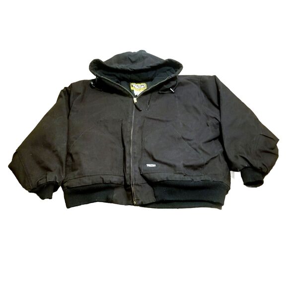 Walls Other - Walls Chore Jacket Men XXL Black Hooded Insulated Workwear Vtg Canvas Barn Coat
